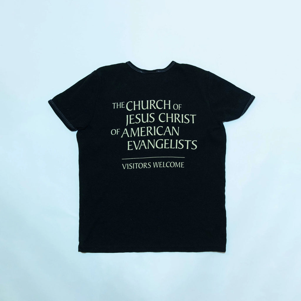 Buff Jesus Women's T-Shirt — Black, back view