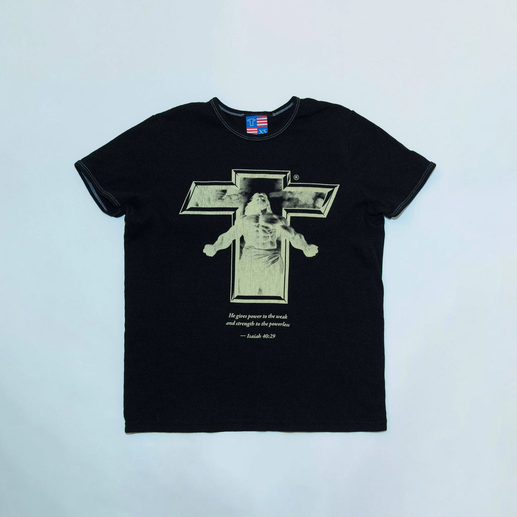 Buff Jesus Women's T-Shirt — Black, front view