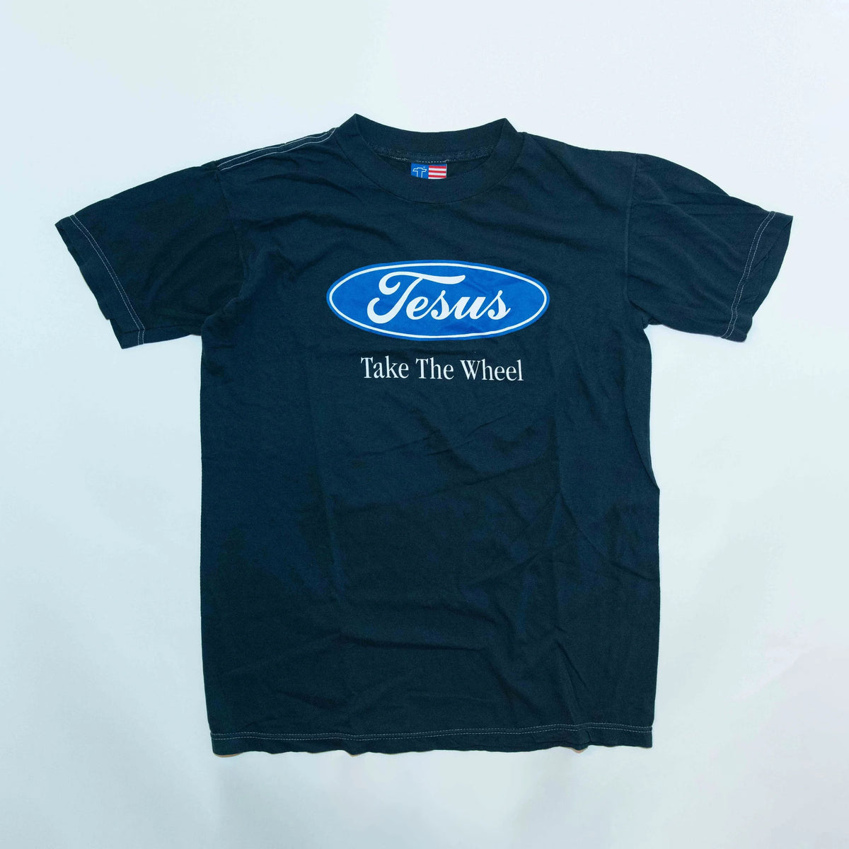 Jesus Take The Wheel T-Shirt — Navy, front view