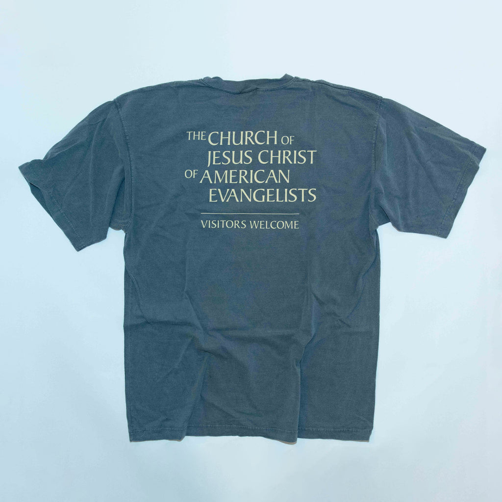Buff Jesus T-Shirt — Dark Gray, back view