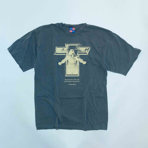 Buff Jesus T-Shirt — Dark Gray, front view