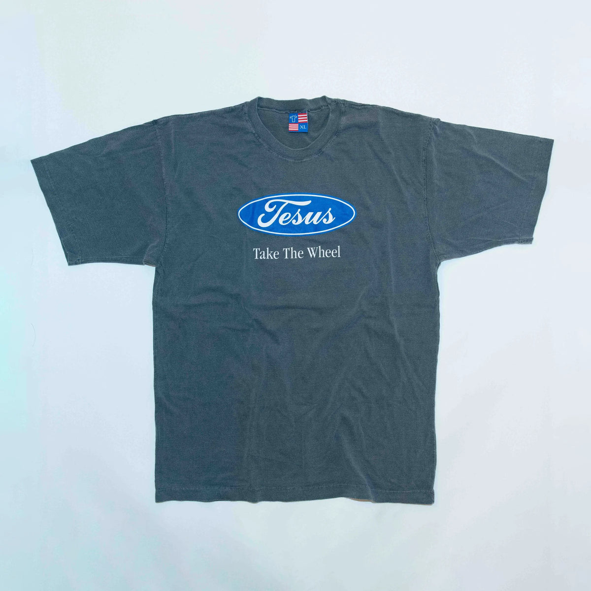 Jesus Take The Wheel T-Shirt — Dark Gray, front view