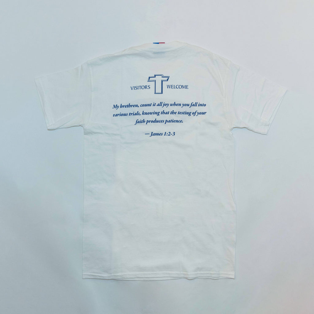 Buff Jesus T-Shirt — White, back view